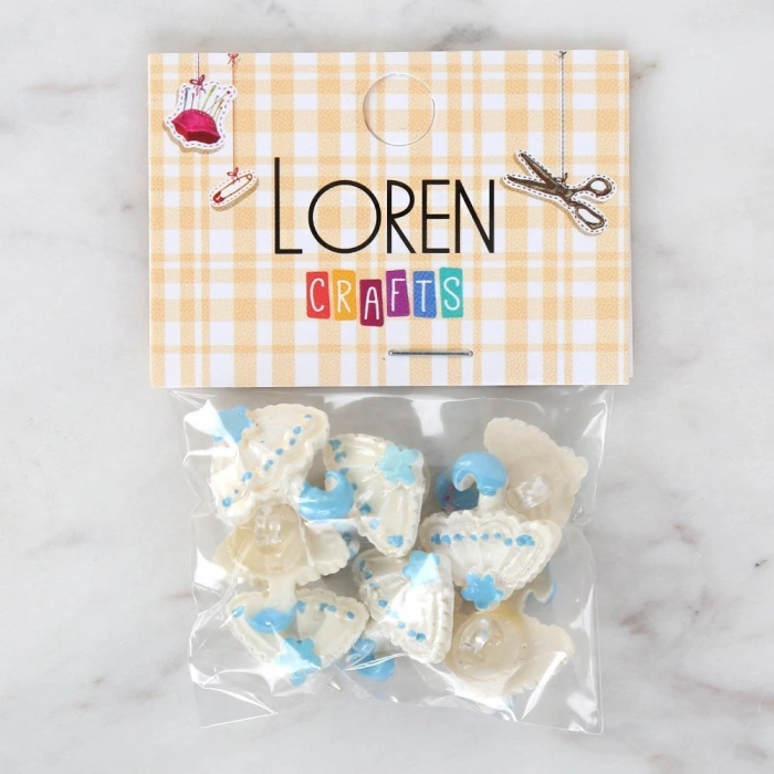 Loren Crafts Bebe Mavi 8li Düğme - 3012