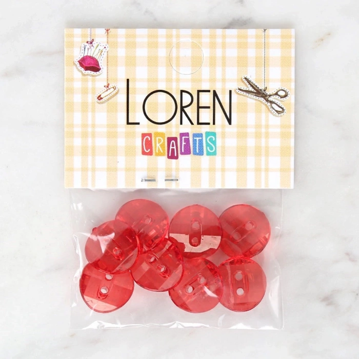 Loren Crafts Kırmızı 8li Düğme - 3063