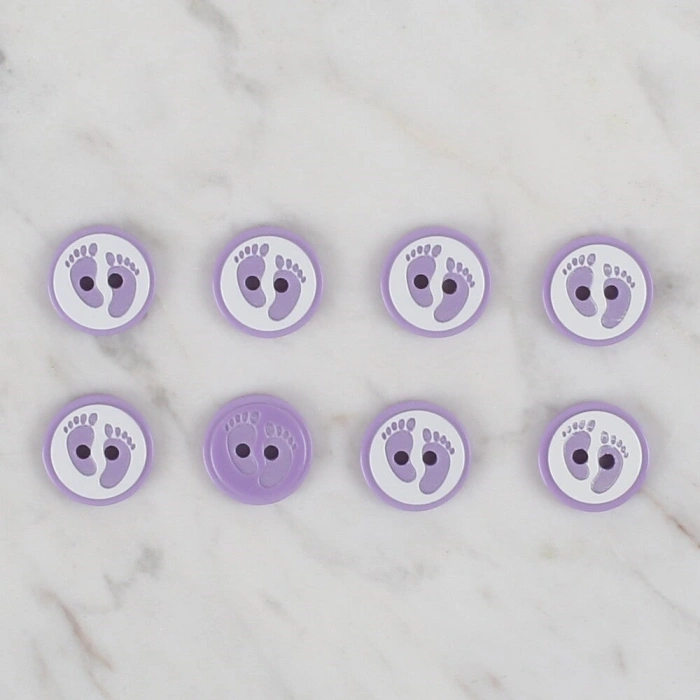 Loren Crafts lila 8 li ayak izi düğme - 437
