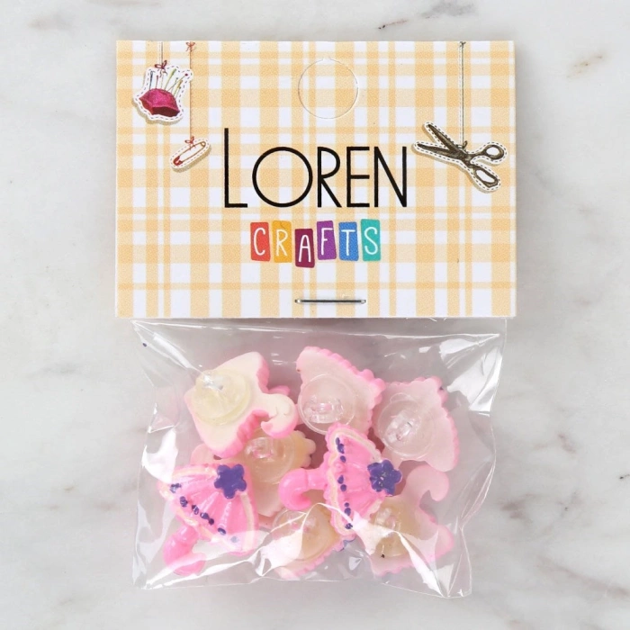 Loren Crafts Pembe 8li Düğme - 3011