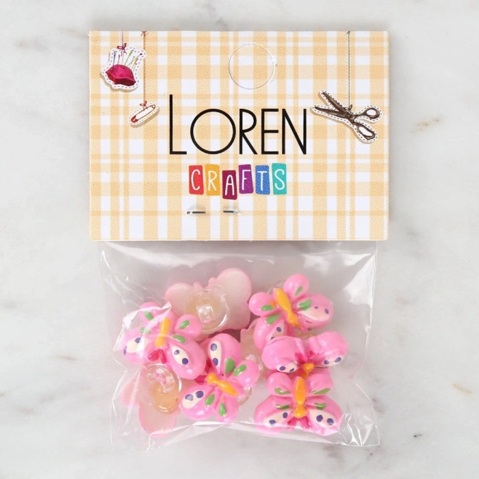 Loren Crafts Pembe 8li Düğme - 3022