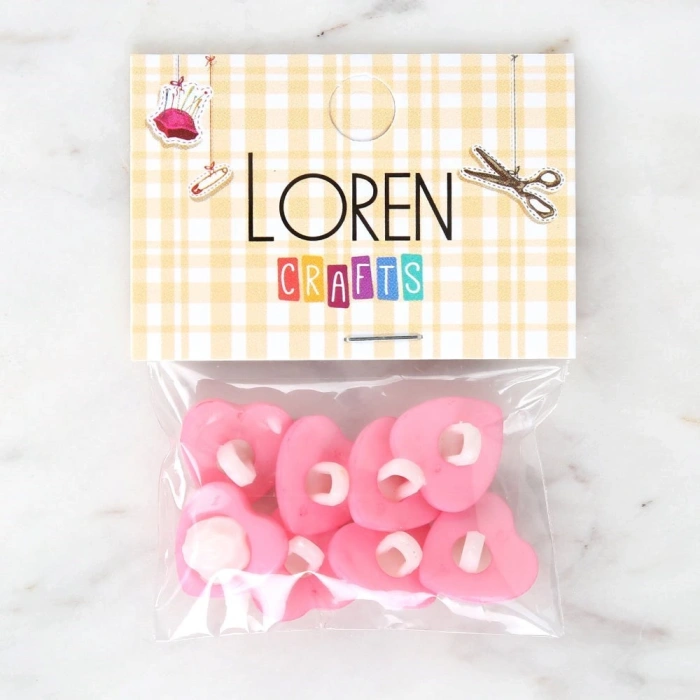 Loren Crafts Pembe 8li Düğme - 3048
