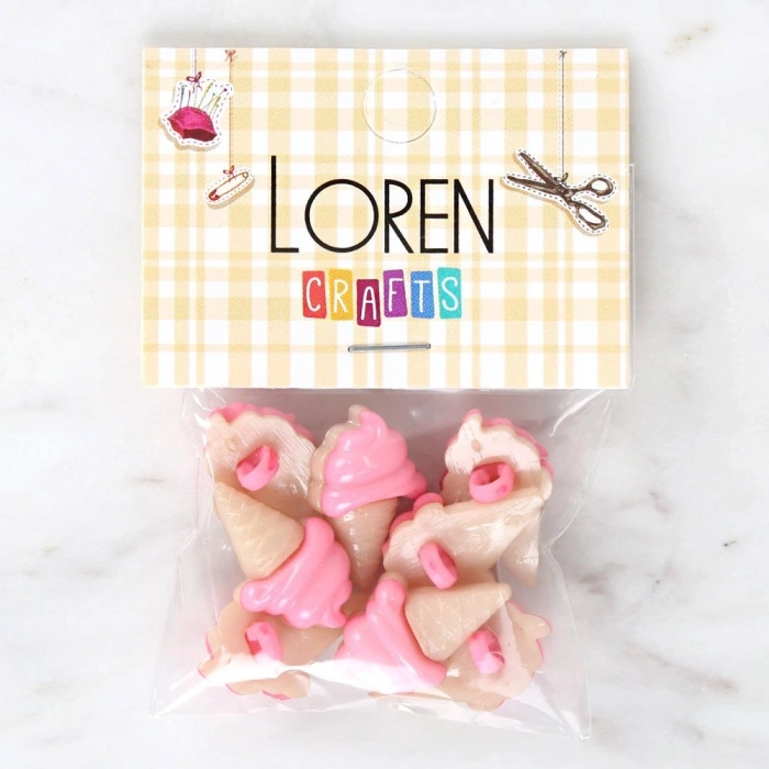 Loren Crafts Pembe 8li Düğme - 3073