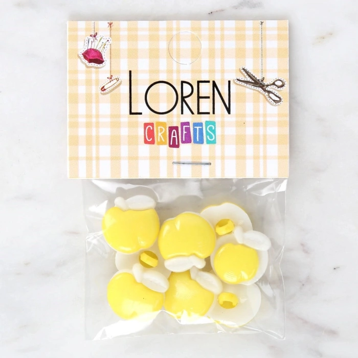 Loren Crafts Sarı 8li Düğme - 3005
