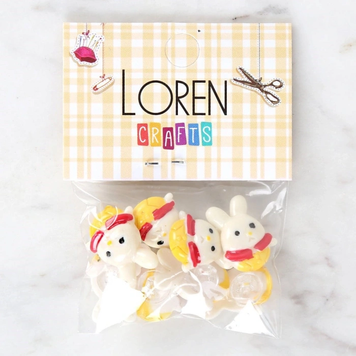 Loren Crafts Sarı Kırmızı 8li Düğme - 3030