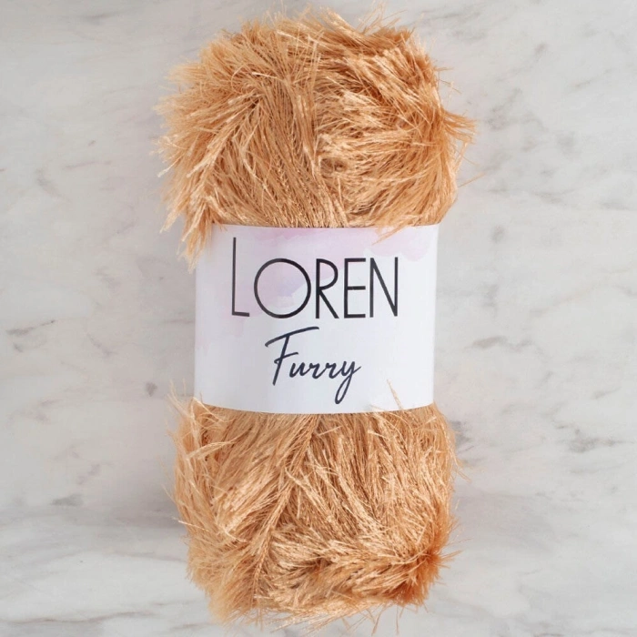 Loren Furry Beige Boucle Yarn - RF0054 - 34061