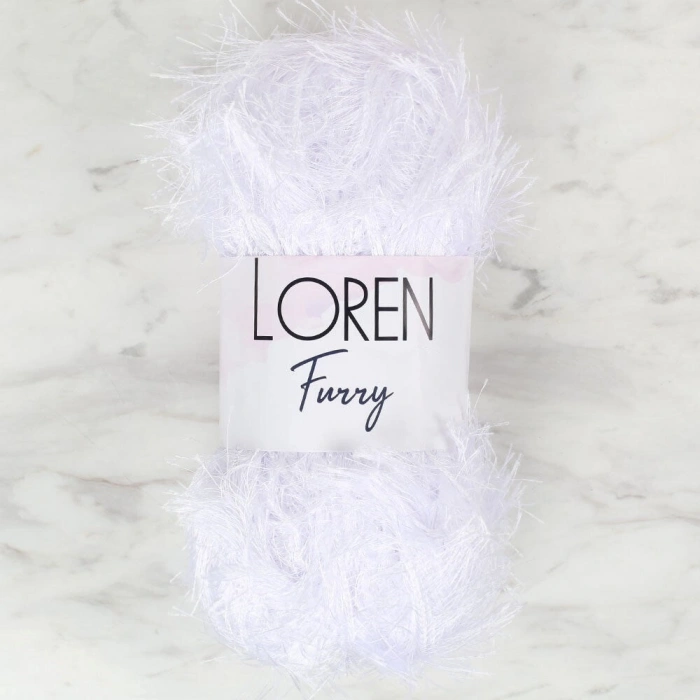 Loren Furry White Hand Knitting Yarn - RF118 - 34067