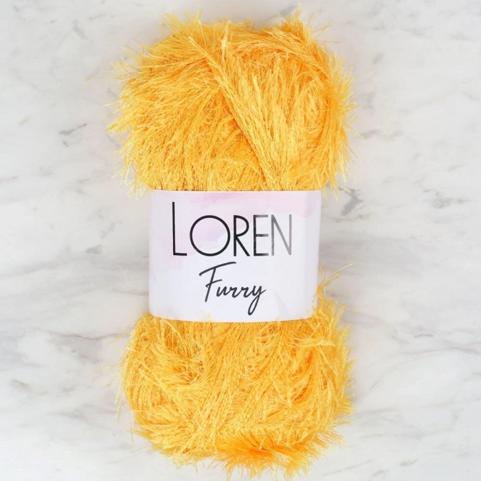 Loren Furry Mustard Yellow Hand Knitting Yarn - RF075 - 34063