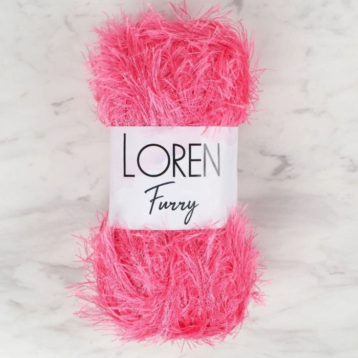 Loren Furry Dark Pink Hand Knitting Yarn - RF016 - 34050