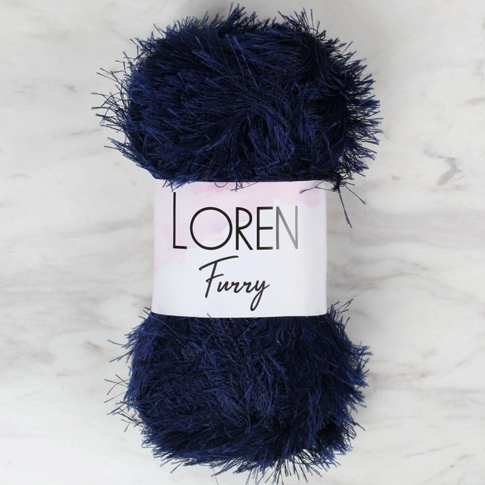 Loren Furry Navy Hand Knitting Yarn - RF005 - 34044