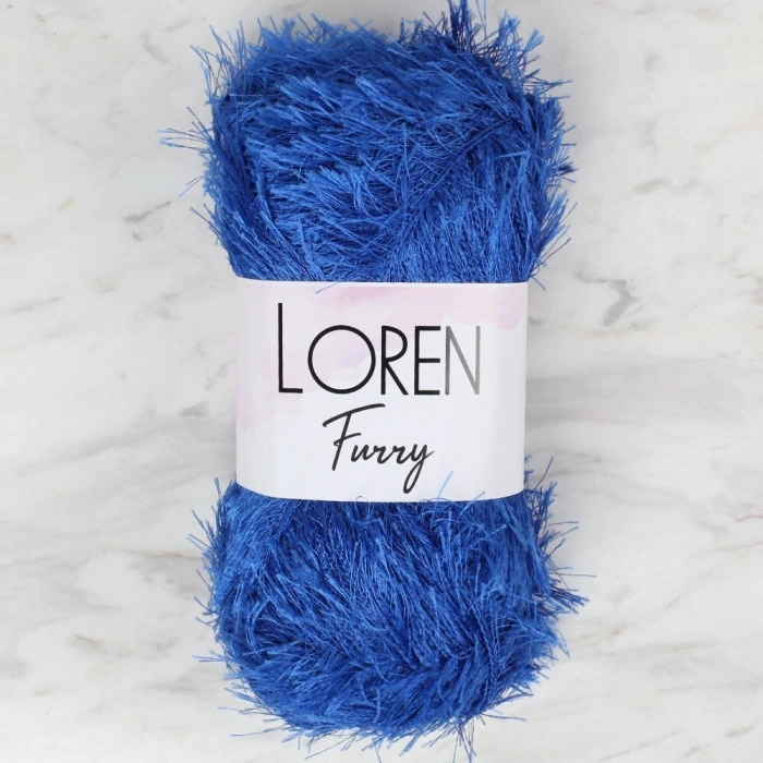 Loren Furry Sapphire Blue Hand Knitting Yarn - RF004 - 34043
