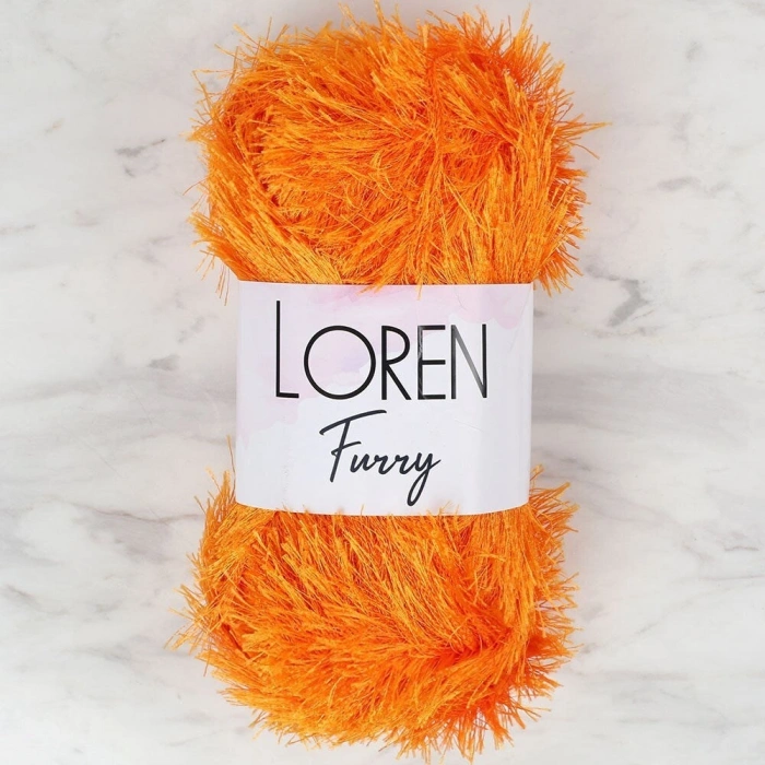 Loren Furry Orange Knitting Yarn - RF103 - 34065