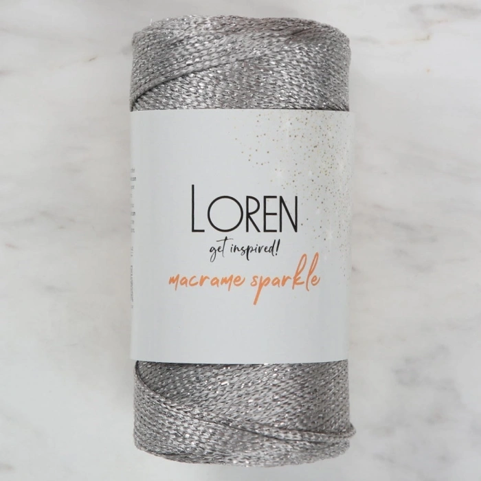 Loren Macrame Sparkle Simli Gri El Örgü İpi - RM 6