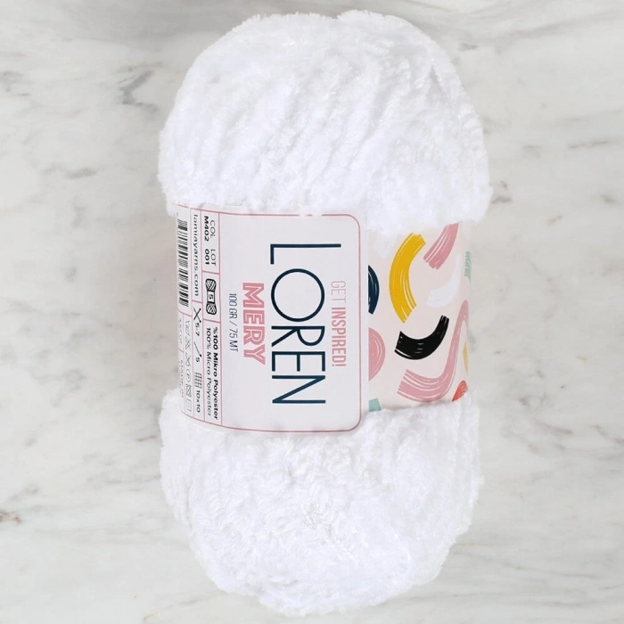 Loren Mery White Knitting Yarn - M402 - 34310