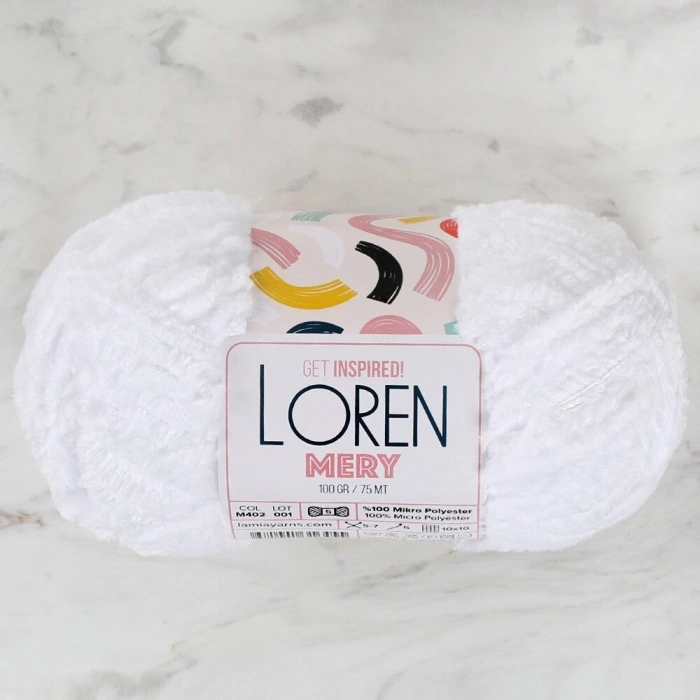Loren Mery White Knitting Yarn - M402 - 34310