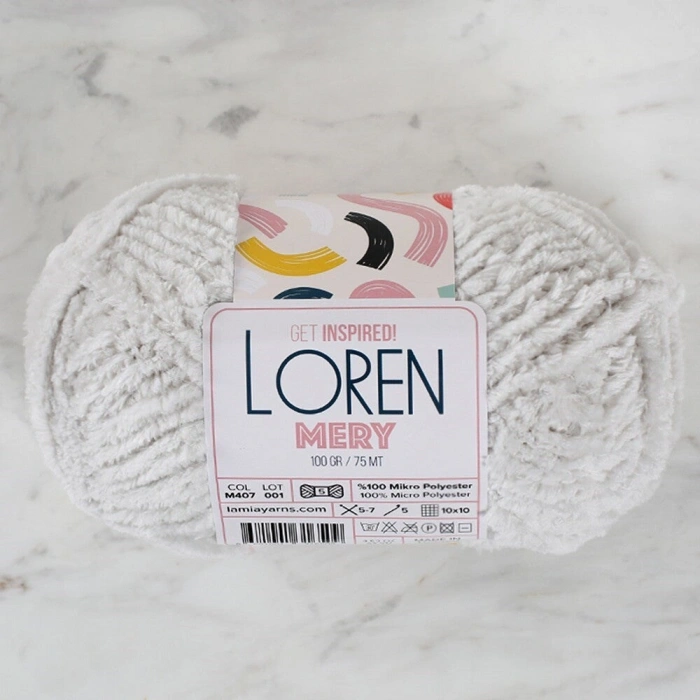 Loren Mery Gray Hand Knitting Yarn - M407 - 34314