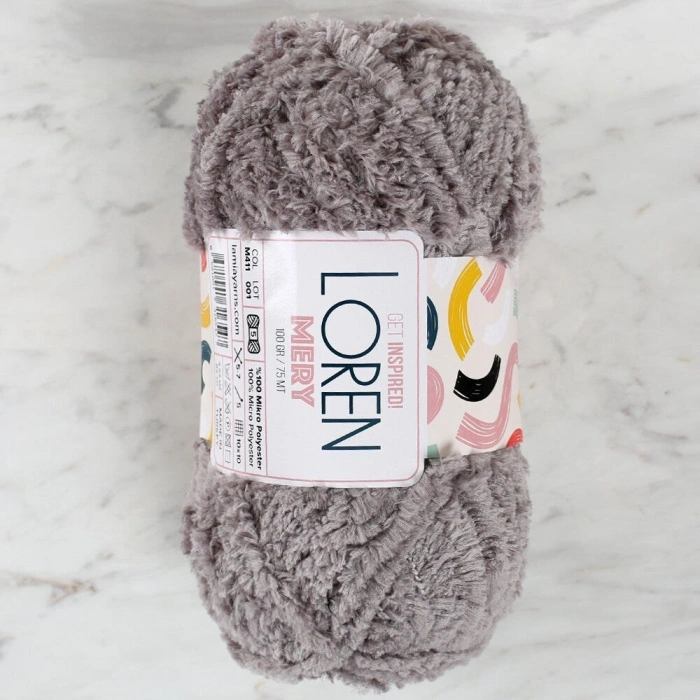 Loren Mery Grey Hand Knitting Yarn - M411 - 34317