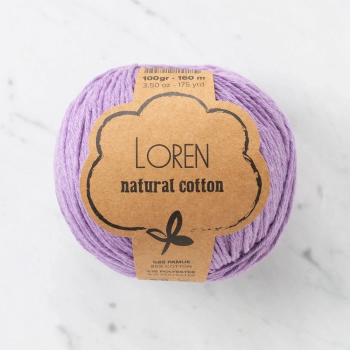 Loren Natural Cotton Lilac Hand Knitting Yarn - R020 - 33920