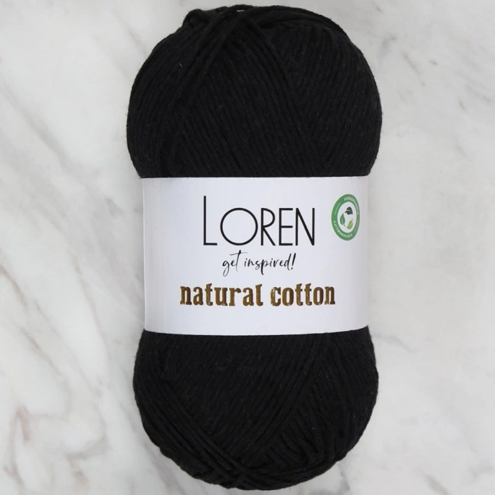 Loren Natural Cotton Siyah El Örgü İpi - R004 - 33908