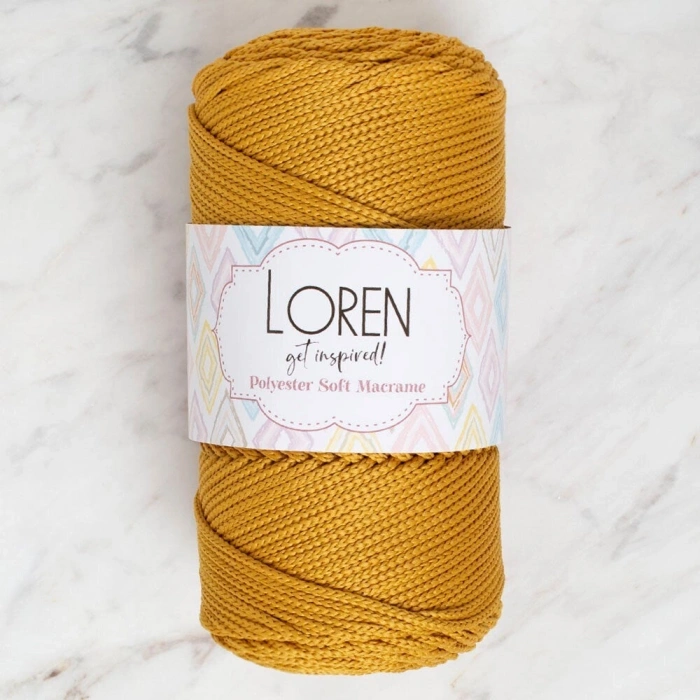 Loren Polyester Soft Macrame Mustard Hand Knitting Yarn - LM061 - 34449