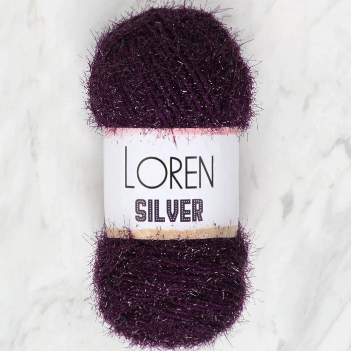 Loren Silver Patlıcan Moru El Örgü İpi - RS0109 - 34082
