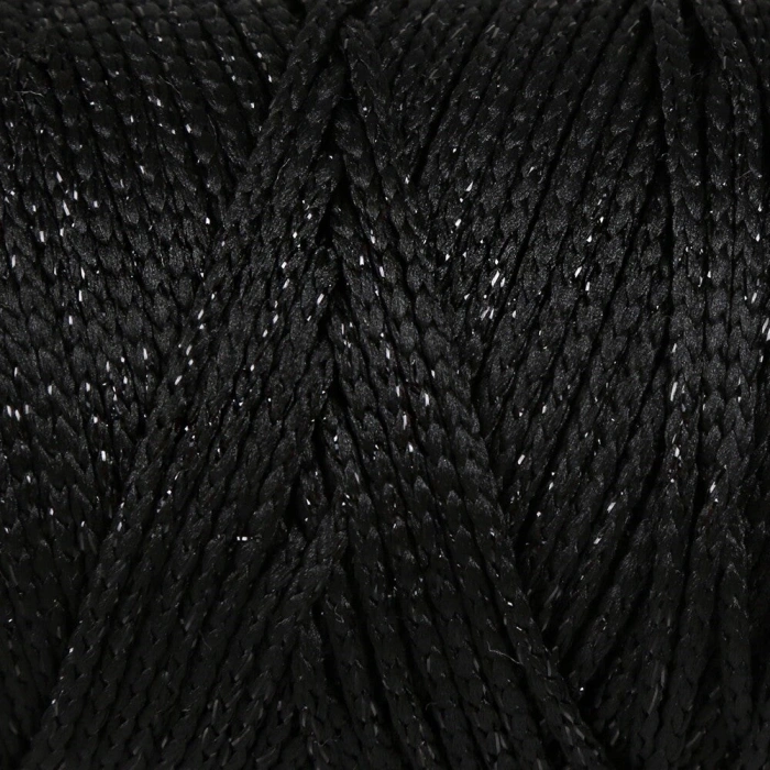Loren Soft Star Macrame Yarn Black Sparkle Black RM10