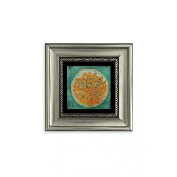 Lotus Çiçeği Çerçeveli Taş Tablo 20 cm