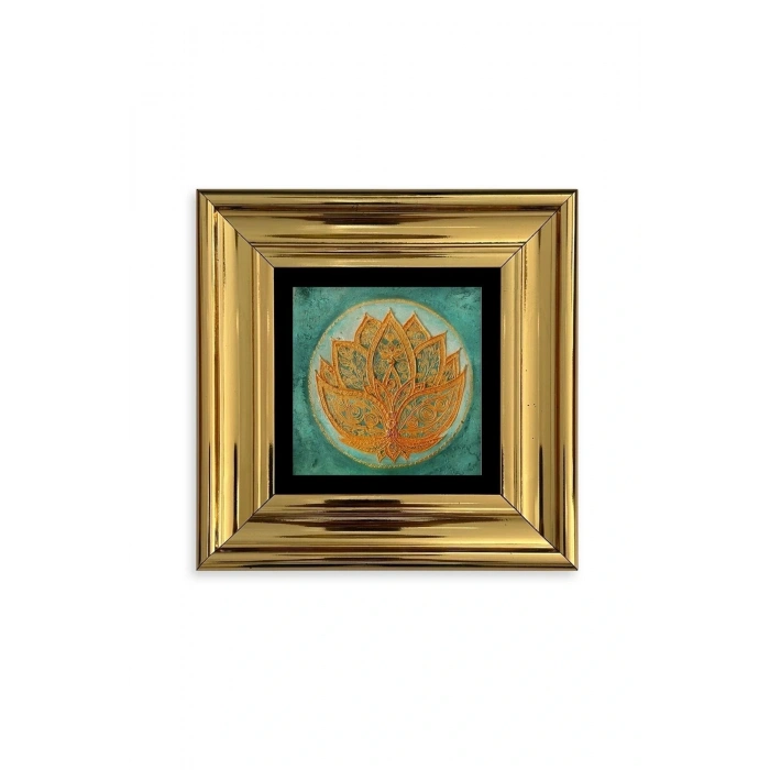 Lotus Çiçeği Çerçeveli Taş Tablo 20 cm