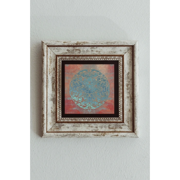 Lotus - Yaşam Çiçeği Çerçeveli Taş Tablo , Çerçeveli Taş Duvar Dekoru-enkcrcvtbl-00093 20 cm