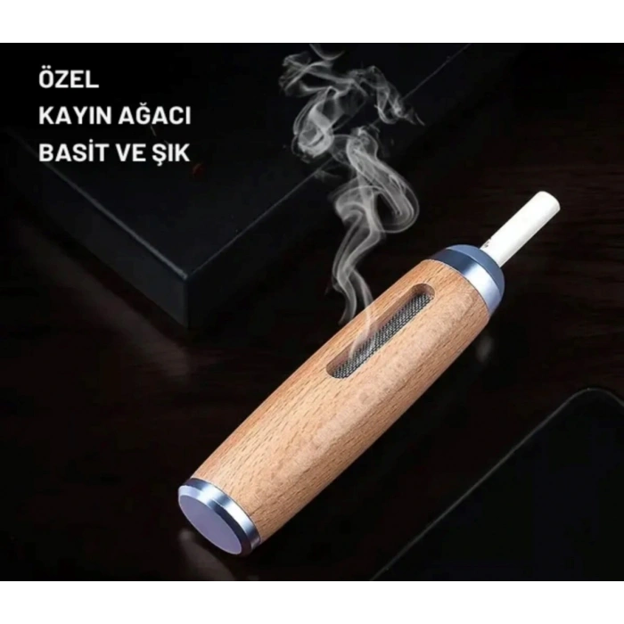 Lüks Kayın Ağacı Araç Sigara Tutucu. Portatif Duman Küllük, Kül Dökülmez. Şık ve Dayanıklı