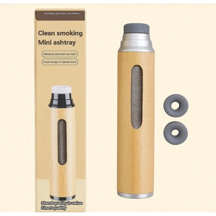 Lüks Kayın Ağacı Araç Sigara Tutucu. Portatif Duman Küllük, Kül Dökülmez. Şık ve Dayanıklı