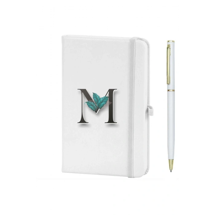 M Harfi Çiçek Baskılı Defter