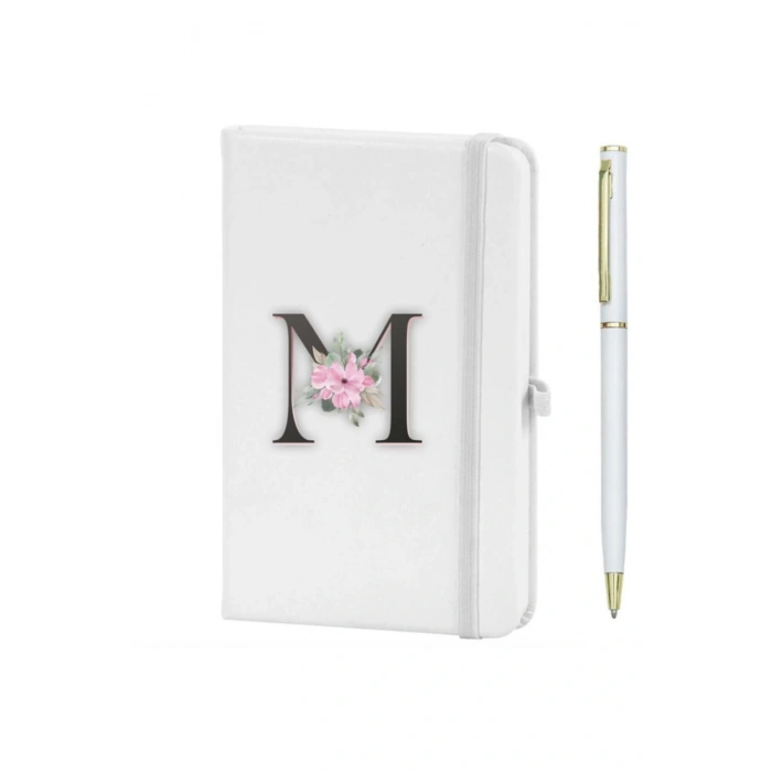 M Harfi Çiçek Desen Baskılı Defter