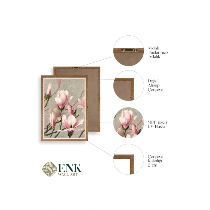 Magnolia Flowers Ahşap Çerçeveli Tablo 23 x 30