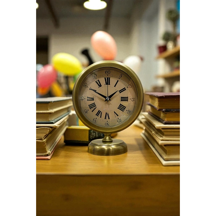Majestic Time Antiqued 25 x 20 cm Metal Table Clock