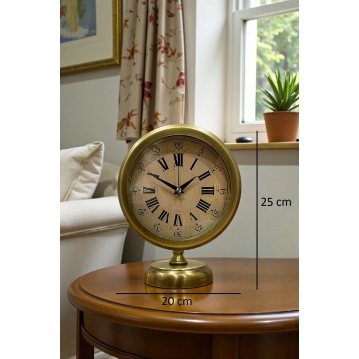 Majestic Time Antiqued 25 x 20 cm Metal Table Clock