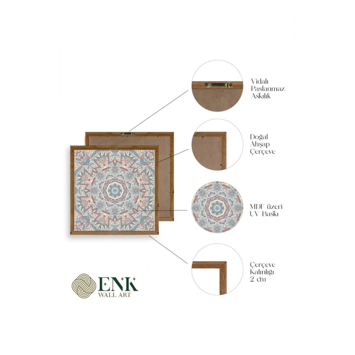 Mandala Ahşap Çerçeveli Tablo 23 x 23
