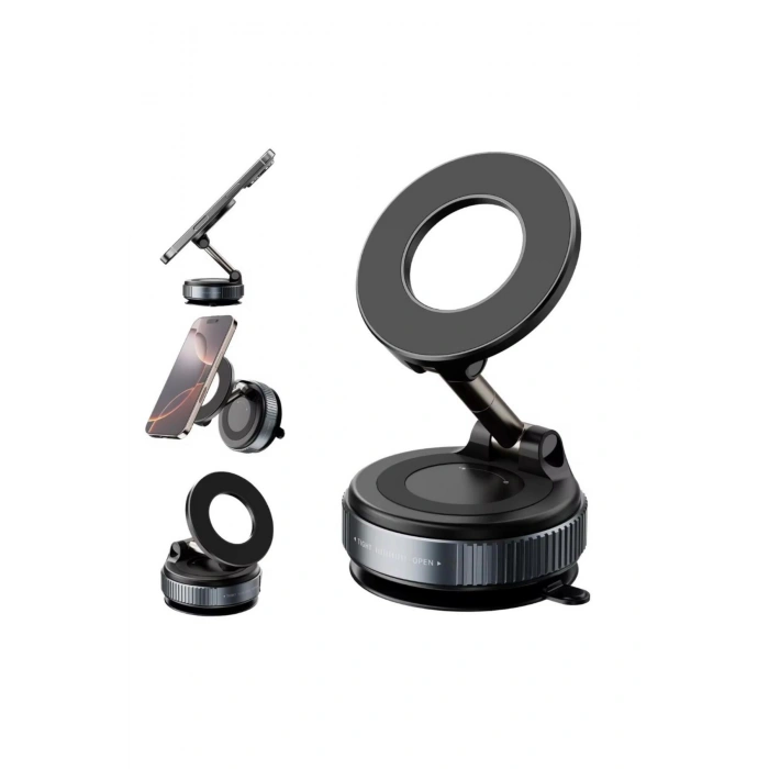 Manyetik vakumlu Araç İçi Telefon Tutucu - 360 Derece Dönebilen Ayaklı