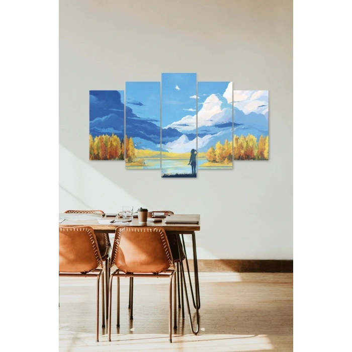 Manzara Doğa 5 Parçalı Mdf Tablo 60 x 100