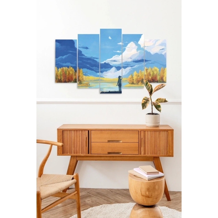 Manzara Doğa 5 Parçalı Mdf Tablo 60 x 100