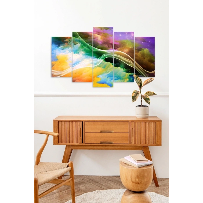 Manzara Doğa Retro 5 Parçalı Mdf Tablo 60 x 100