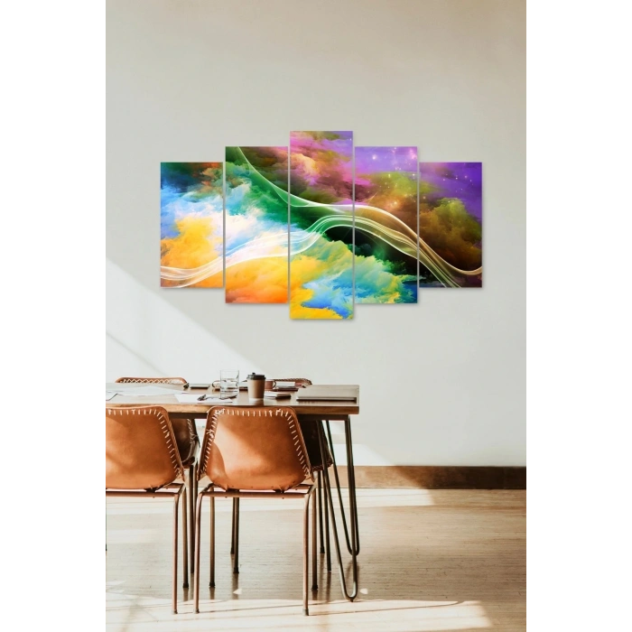 Manzara Doğa Retro 5 Parçalı Mdf Tablo 60 x 100