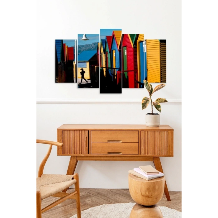 Manzara Evler 5 Parçalı Mdf Tablo 60 x 100