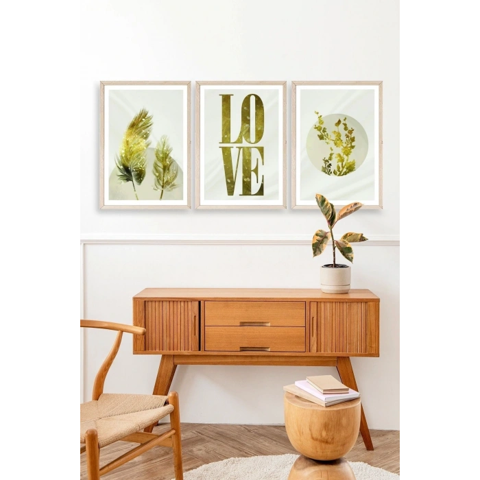 Manzara Üçlü Ahşap Çerçeveli Tablo 23 x 30