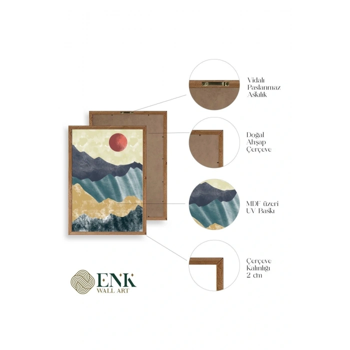 Manzara Üçlü Ahşap Çerçeveli Tablo 23 x 30