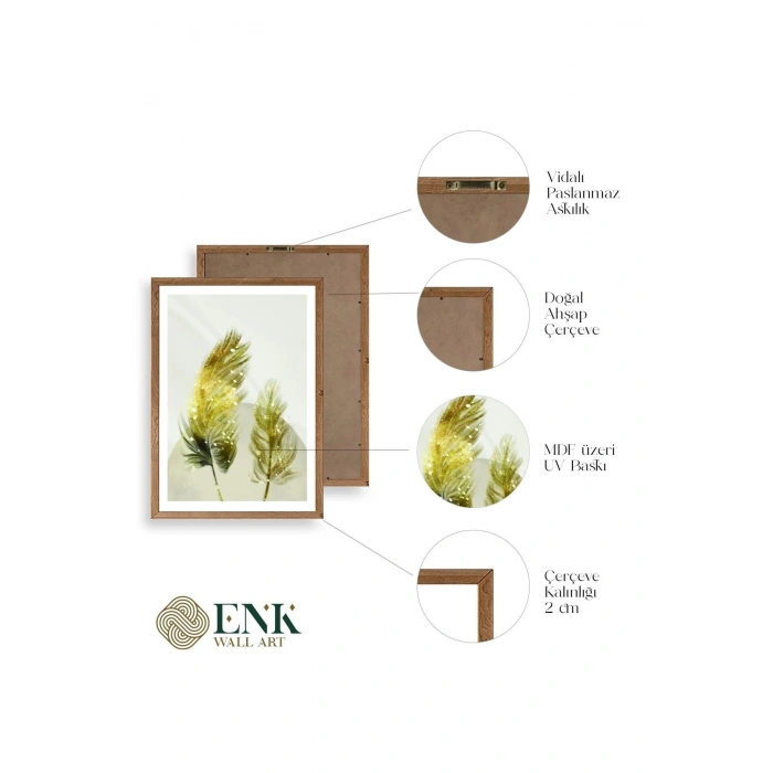 Manzara Üçlü Ahşap Çerçeveli Tablo 30 x 42