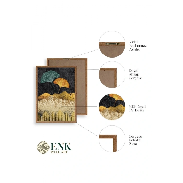 Manzara Üçlü Ahşap Çerçeveli Tablo 30 x 42