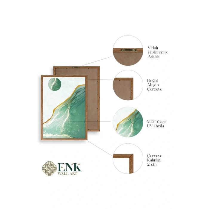 Manzara Üçlü Ahşap Çerçeveli Tablo 50 x 70