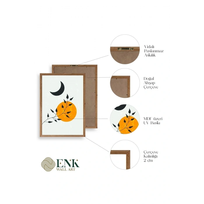 Manzara Üçlü Ahşap Çerçeveli Tablo 50 x 70