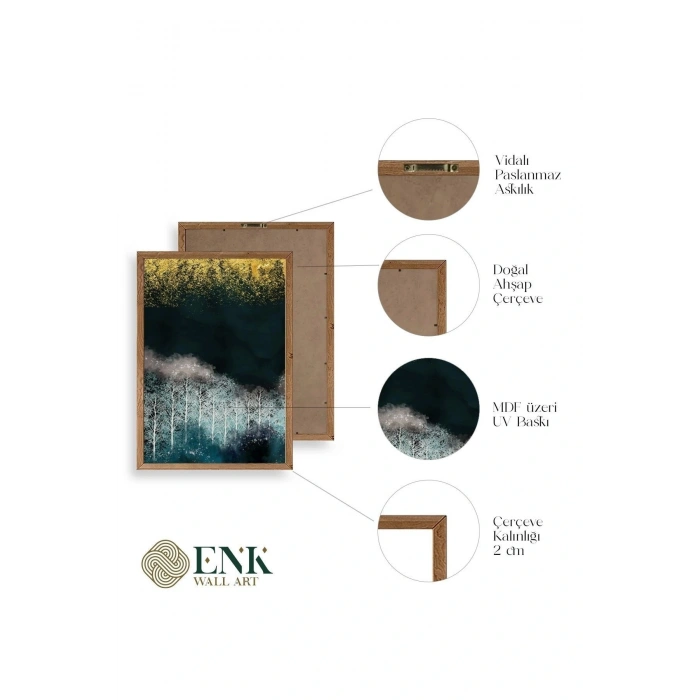 Manzara Üçlü Ahşap Çerçeveli Tablo 50 x 70